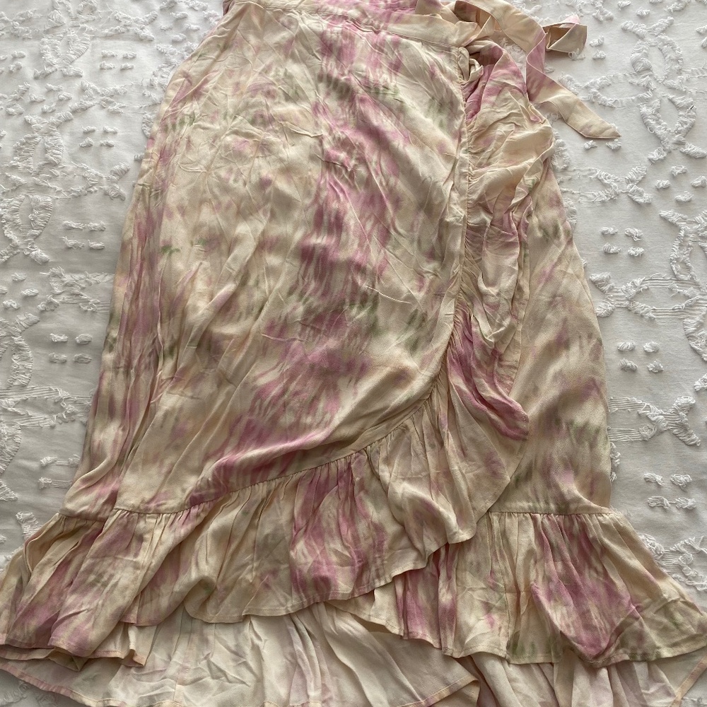 Anthropologie Tie dye Ruffle Wrap Maxi Skirt